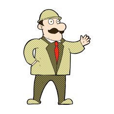 comic cartoon sensible business man in bowler hat N3