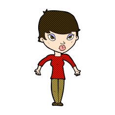 comic cartoon woman shrugging shoulders N124