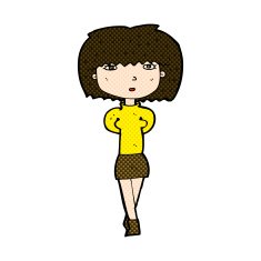comic cartoon shy woman N13
