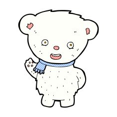 comic cartoon polar bear waving