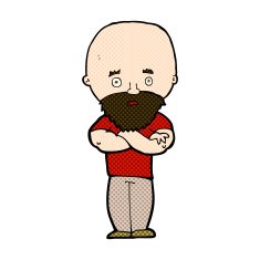 comic cartoon shocked bald man with beard N3