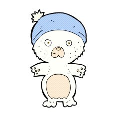 comic cartoon cute polar bear in hat