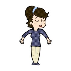 comic cartoon friendly woman shrugging shoulders N3