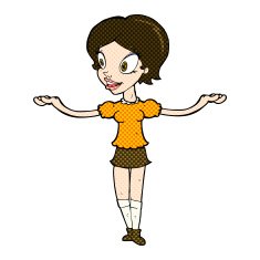 comic cartoon woman with arms spread wide N3