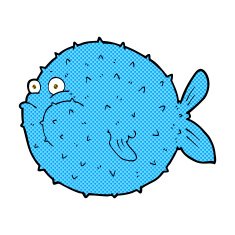 comic cartoon puffer fish N3