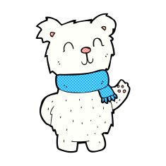 comic cartoon waving polar bear N6