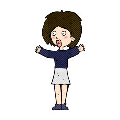 comic cartoon worried woman N21