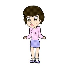 comic cartoon woman shrugging shoulders N125