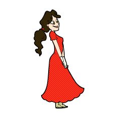 comic cartoon pretty woman in dress N11