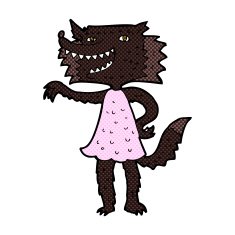 comic cartoon wolf girl N2