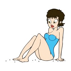 comic cartoon woman in swimsuit N3