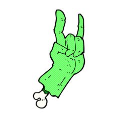 comic cartoon zombie hand making rock symbol N2