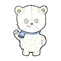 cute comic cartoon polar bear waving