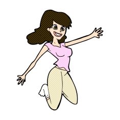 comic cartoon jumping woman N3