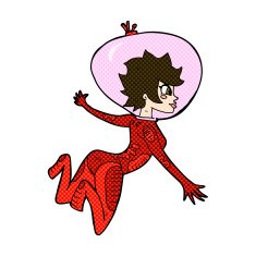 comic cartoon space woman N8