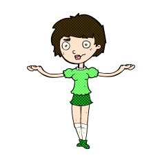 comic cartoon woman spreading arms N3