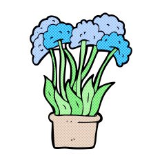 comic cartoon flowers in pot N6