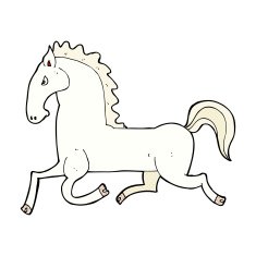 comic cartoon running white stallion