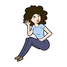comic cartoon woman listening N3