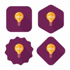 Light bulb flat icon with long shadow eps10 N14