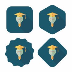 Light bulb flat icon with long shadow eps10 N15