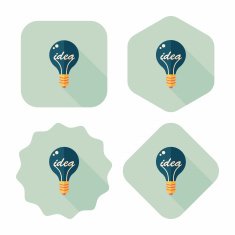 Light bulb flat icon with long shadow eps10 N16
