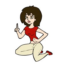 comic cartoon sitting woman with idea N3