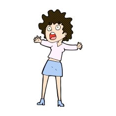 comic cartoon frightened woman N7