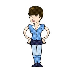 comic cartoon woman with hands on hips N62