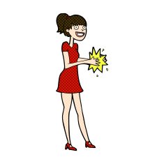 comic cartoon woman clapping hands N3