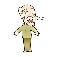 comic cartoon old man gasping in surprise N3