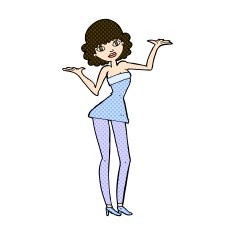comic cartoon woman in cocktail dress N5