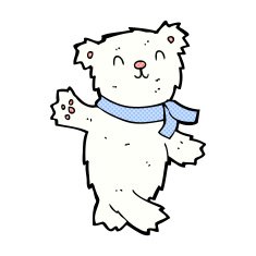 comic cartoon waving teddy polar bear