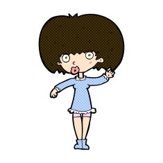 comic cartoon waving girl N3