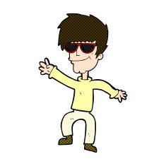 comic cartoon waving cool guy N3
