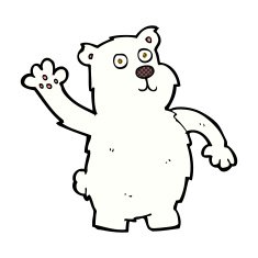 comic cartoon waving polar bear N7