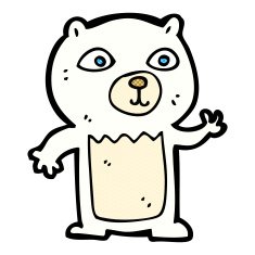 comic cartoon waving polar bear cub N5