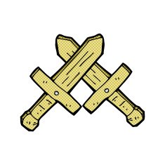 comic cartoon wooden swords