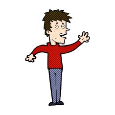 comic cartoon happy boy waving N6