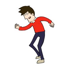 comic cartoon happy man dancing N10