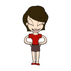 comic cartoon woman with hands on hips N63