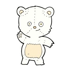comic cartoon waving polar bear N10