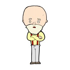 comic cartoon worried old man N6