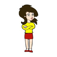 comic cartoon woman with folded arms N8