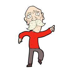 Comic cartoon sad old man pointing N3 free image download