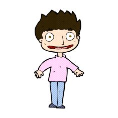 comic cartoon excited boy N38