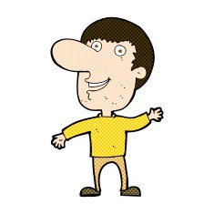 comic cartoon waving man N10