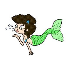 comic cartoon mermaid blowing kiss N3