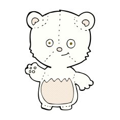 comic cartoon little polar bear waving