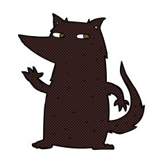 comic cartoon wolf waving N2
